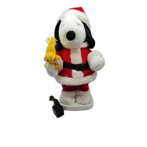 Vintage 1997 Santa's Best Holiday Peanuts Snoopy as Santa & Woodstock 21" Works